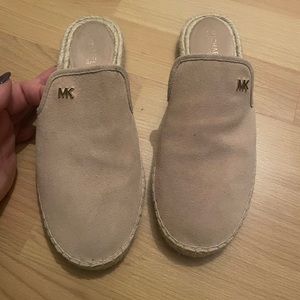 Michael Kors light pink slide on suede shoes